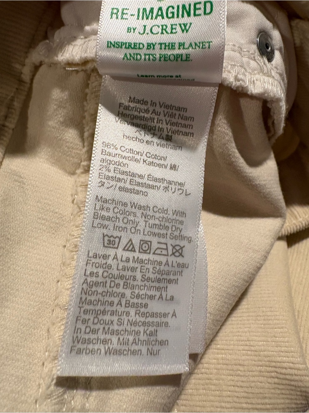 J.CREW Beige Corduroy Mini Skirt Size 10 Stretch Button Closure - Picture 6 of 8